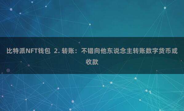 比特派NFT钱包  2. 转账：不错向他东说念主转账数字货币或收款